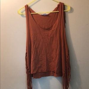 Brown urban sleeveless crop top shirt